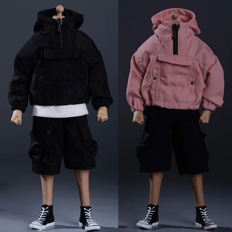 

1/12 Scale Male Soldier Outwear Hoodes Pullover Top Coat Loose Jacket Cargo Shorts Clothes Suit Model Fit 6'' Action Figure Body