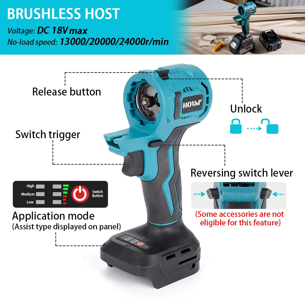 Brushless Oscillating Multi-Tool Accessory For Universal Electric Angle Grinder Polisher Electric Drill/Wrench/Trimmer Air Pump 3