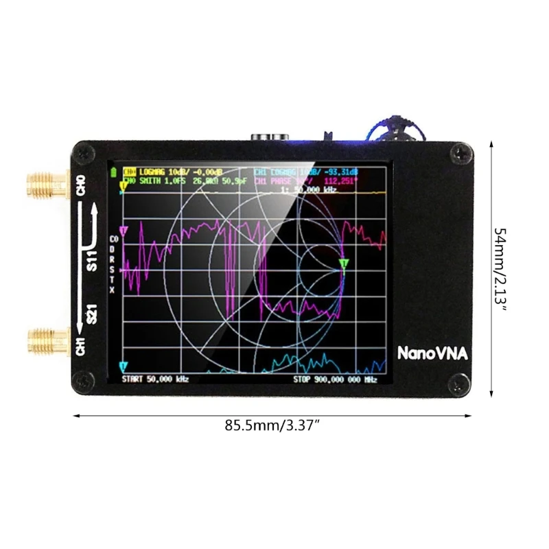 NanoVNA 테스터 50KHz-1.5GHz 정재파 단파 MF-HF VHF-UHF 안테나 분석기 카드 슬롯 내장 배터리 85WC 포함)