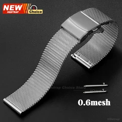 Elegant Milanese Mesh Stainless Steel Watch Band - 18mm, 20mm, 22mm - 18mm (0.6mm Silver)