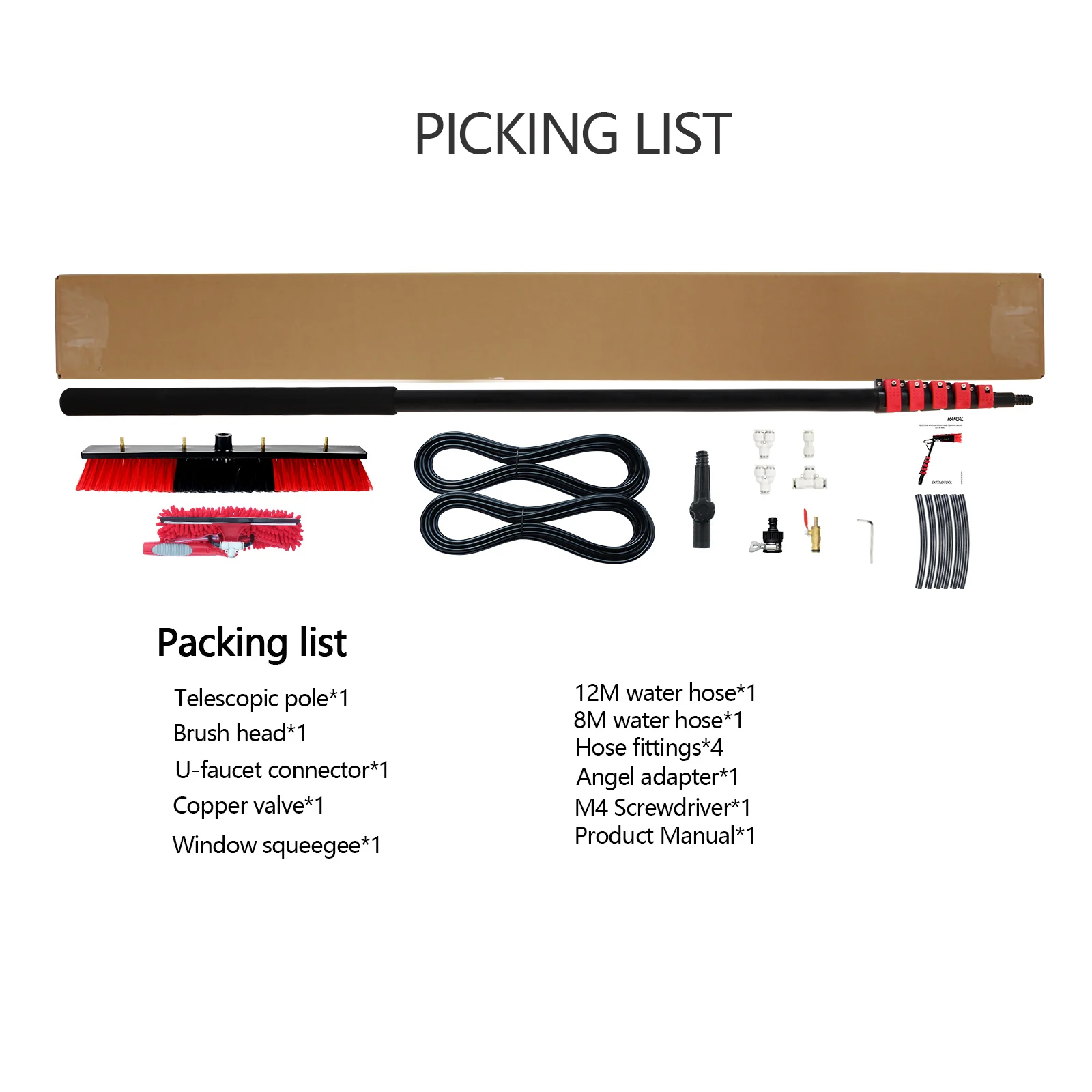 Solar Panel Cleaning Kit Solar Panel Cleaning Kit with 30 ft Telescopic Pole High Reach Washing Kit Professional Water Flow Through