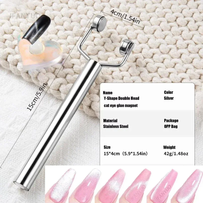 Multiple Style Cat Eye Nail Magnet Stick Cube Y-shape Strong Stick for Nail Cat Eye Chessboard Heart Crocodile Manicure DIY Tool