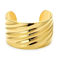 VAROLE Pure Form Twist Bracelets Stainless Steel Cuff Open Bracelet Bangle 18K Plated Charm Fashion Jewelry 1