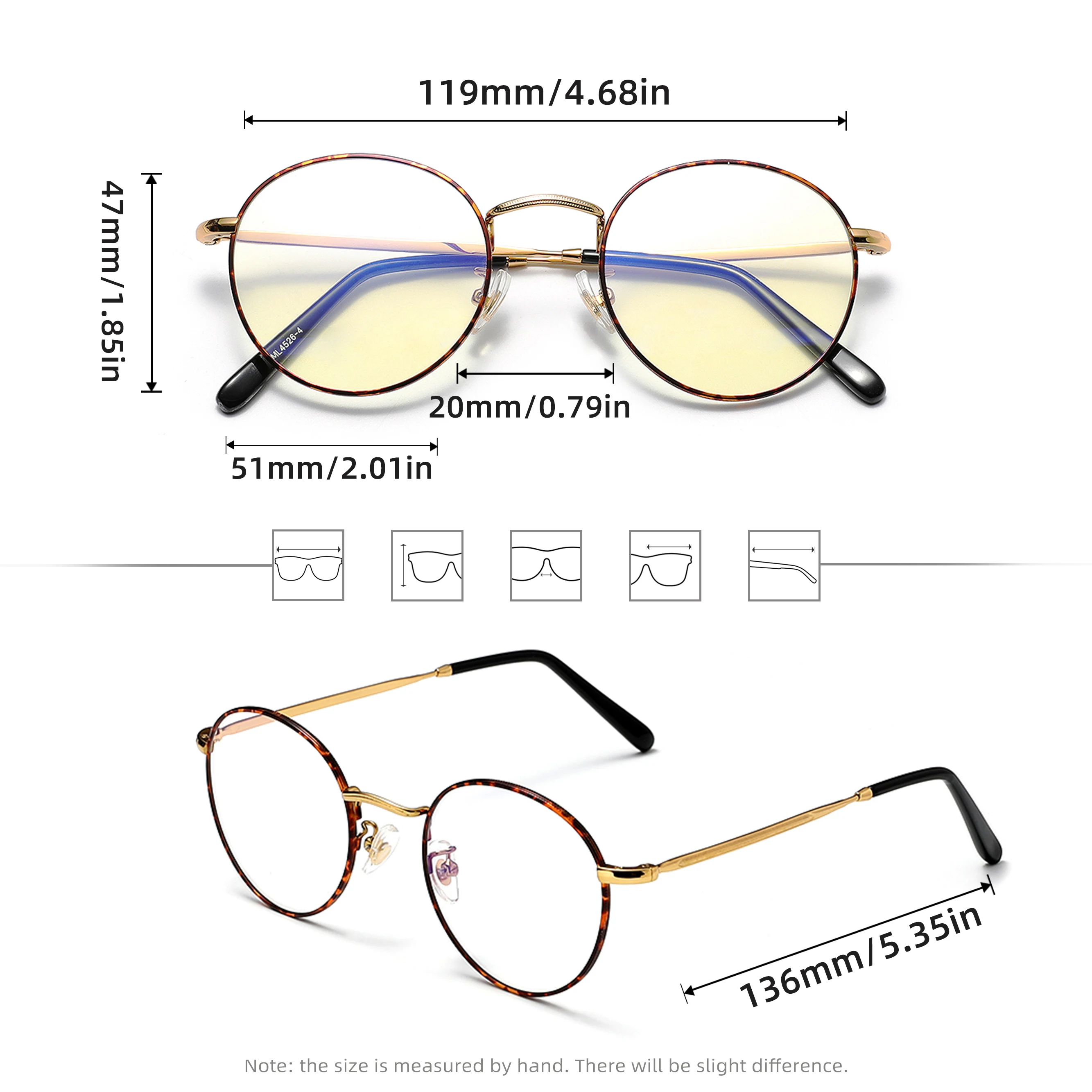 Blue Light Blocking Glasses - Classic Round Clear Lens Computer Protection Eyewear