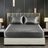 CARA CARLE Silk Satin Fitted Bed Sheet with Elastic Band Luxury Adjustable Mattress Cover for Single Couple Double Bed 2