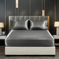 CARA CARLE Silk Satin Fitted Bed Sheet with Elastic Band Luxury Adjustable Mattress Cover for Single Couple Double Bed 2