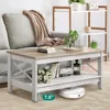 Table 2-Tier Wood Center Table with Storage Shelf for Living Room, Gray, 39.7" 3
