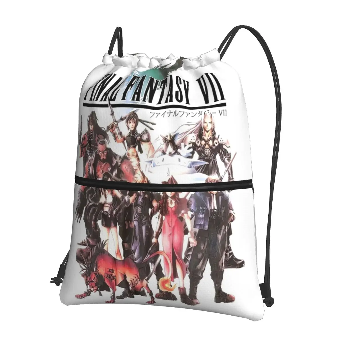 

Final Fantasy VII Group Backpacks Drawstring Bag Multi-function Drawstring Bundle Pocket Book Bags For Travel Sport Man Woman
