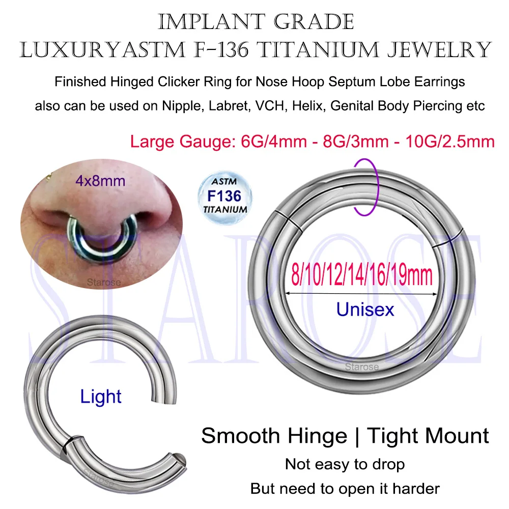 Light Large Gauge Implant Grade F136 Titanium