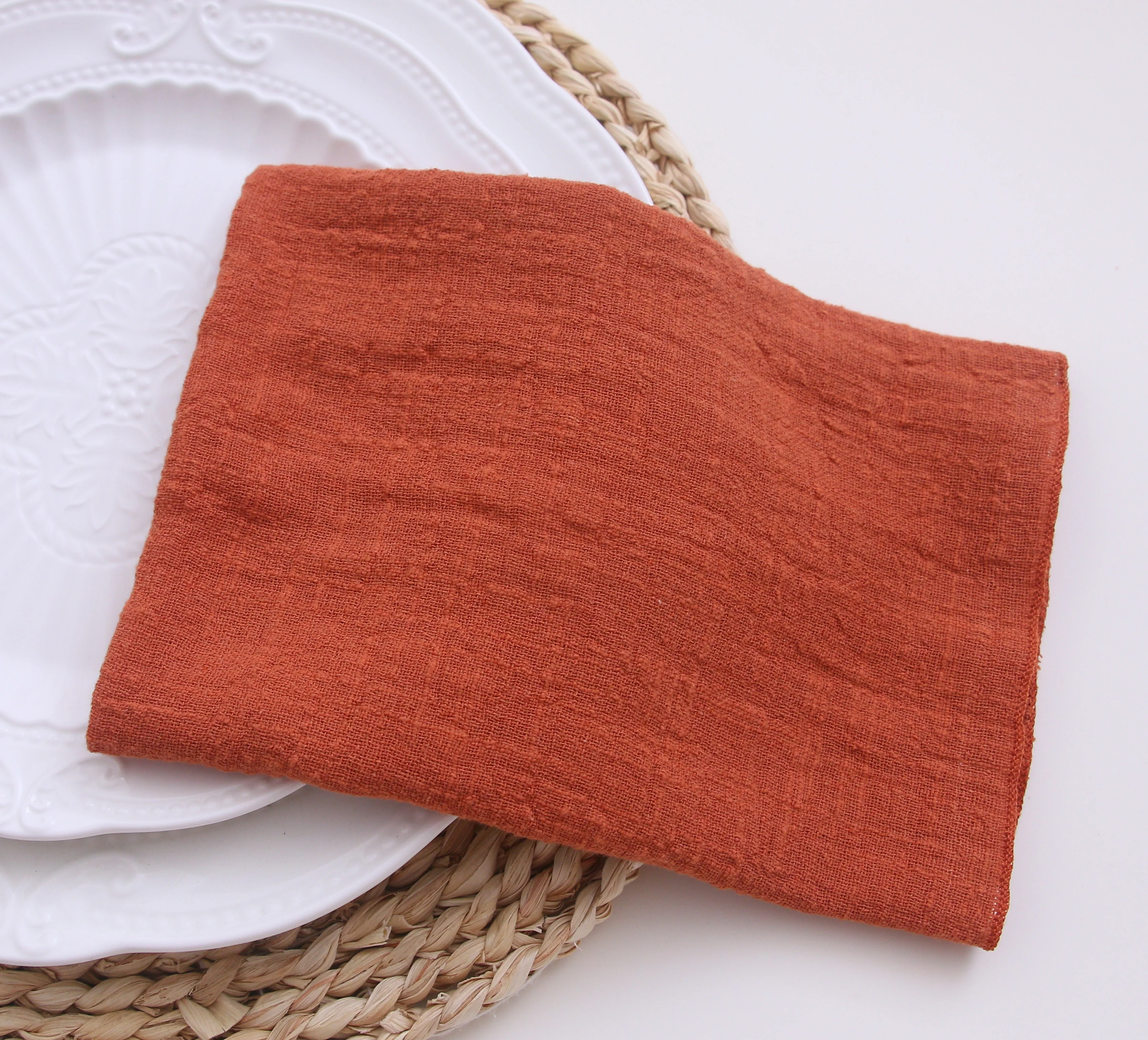 NP013B made wedding dusty pink green white gold burgundy terracotta navy purple cotton cheesecloth gauze table napkin