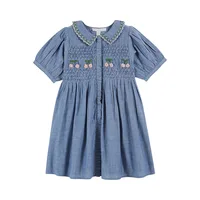 Robe pour enfants EM 2026SS, robe pour filles, broderie florale de style industriel, manches volantes, jupe de cow-boy 3