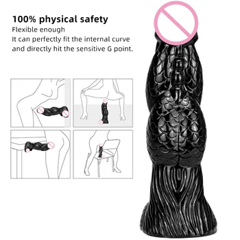 37*9.5CM Huge Black Monster Dildo Realistic Animal Penis Soft Anal Toys for Gay Men with Suction Cup Big Dick 18+ Adult Sex Toys 5