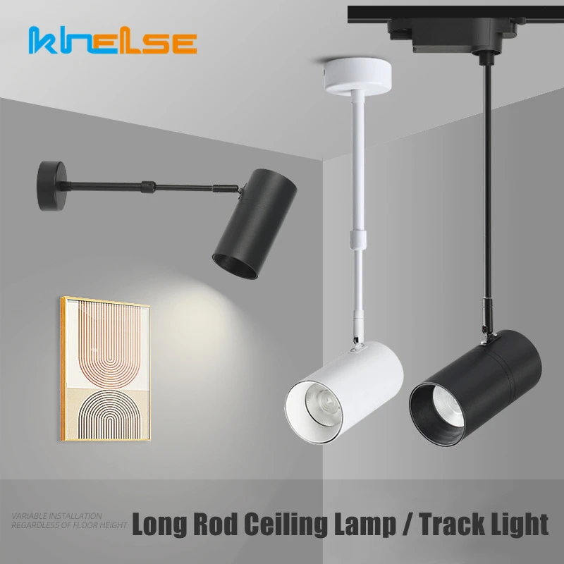 12W/20W/30W Long Rod Track Light Telescopic Long Arm Rotatable Ceiling COB Spotlight Clothing Store Home Rail Chandelier 2
