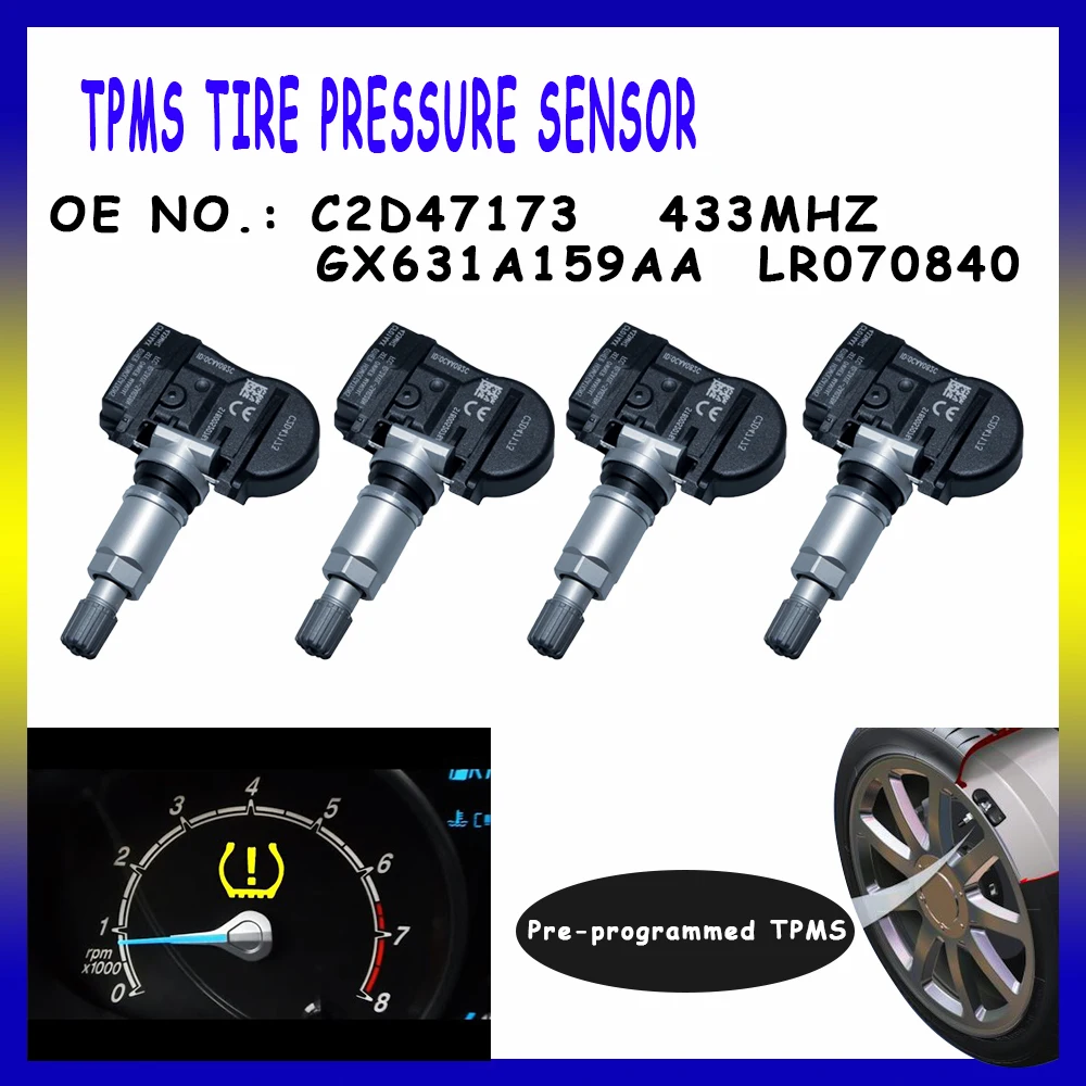 재규어 E-Pace I-Pace 2018 2019 2020 F-Pace XE XF 시리즈용 TPMS 타이어 압력 센서, 2016 2017 2018 2019 2020 C2D47173 433MHz