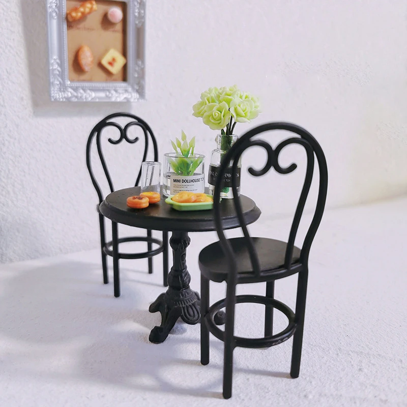 Fairy Garden Table and Chairs Metal Retro Dollhouse Miniature Garden Items Set Terrarium Home Living room Decoration Accessories 3