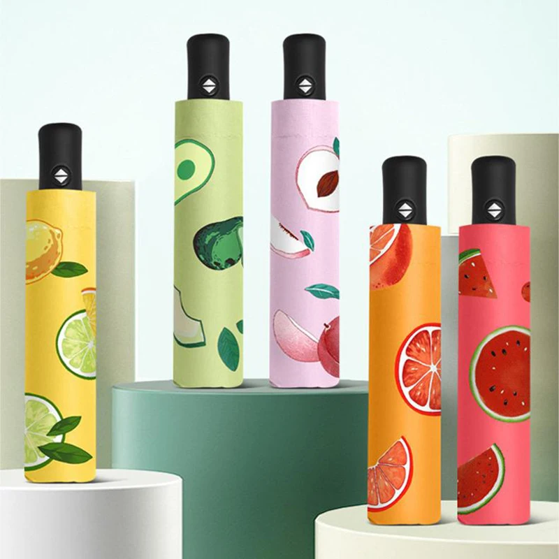 Mini Umbrella Folding Umbrella Automatic Umbrella Mini Sun Umbrella Wind Resistant Umbrella Sun Umbrella Automatic Sun Umbrella Windproof Umbrella UV Sun Umbrella Compact Folding Travel Rain Umbrellas Auto Open and Close for Windproof Cute Fruit Watermelon Pattern