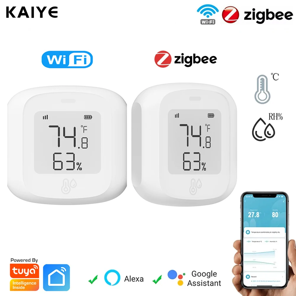 Tuya Smart WIFI Temperature And Humidity Sensor Indoor Hygrometer  Thermometer With LCD Display Support Alexa Google Assistant - AliExpress