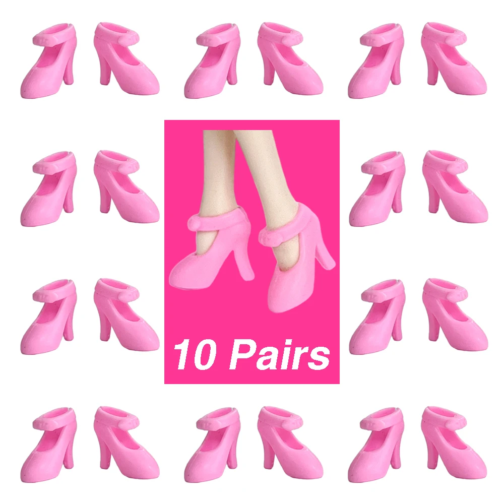 NK Official 10 Pairs /Set Fashion Boots Modern Pink Shoes Noble High-heeled Boots For Barbie Doll 1/6 Accessories  Baby DIY Toy