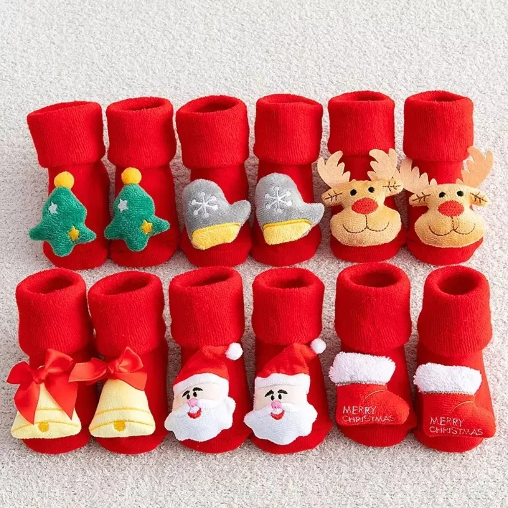 Baby Cartoon Cotton Socks for Newborns Non-slip Toddler Infant Winter Socks Kids Floor for Girls Boys Clothing Xmas cotton socks