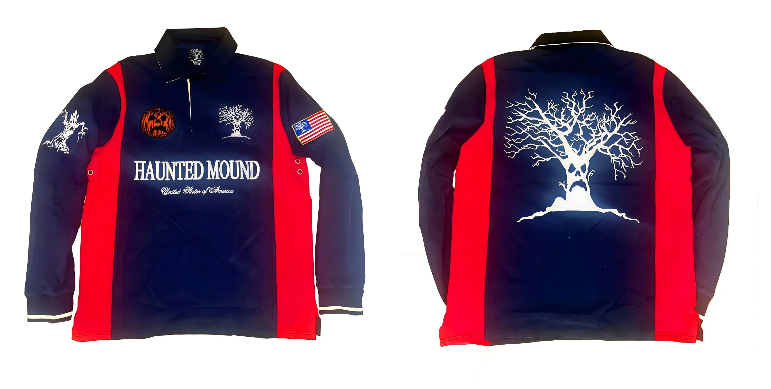 New Haunted Mound Long Sleeve Polo Shirt Halloween Y2k