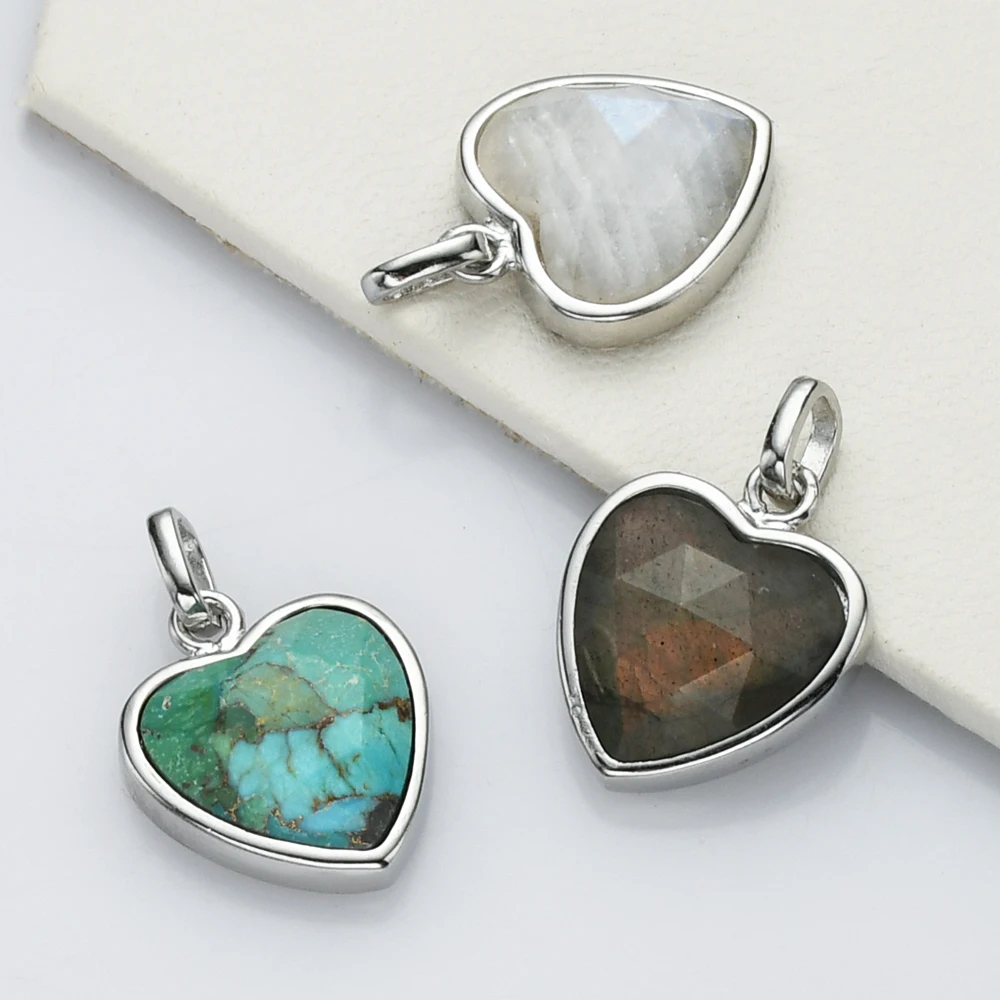 

5PCS Natural Stone Heart Pendant Boho Crystal Stone Charm For Jewelry Making DIY Necklace Accessories Wholesale