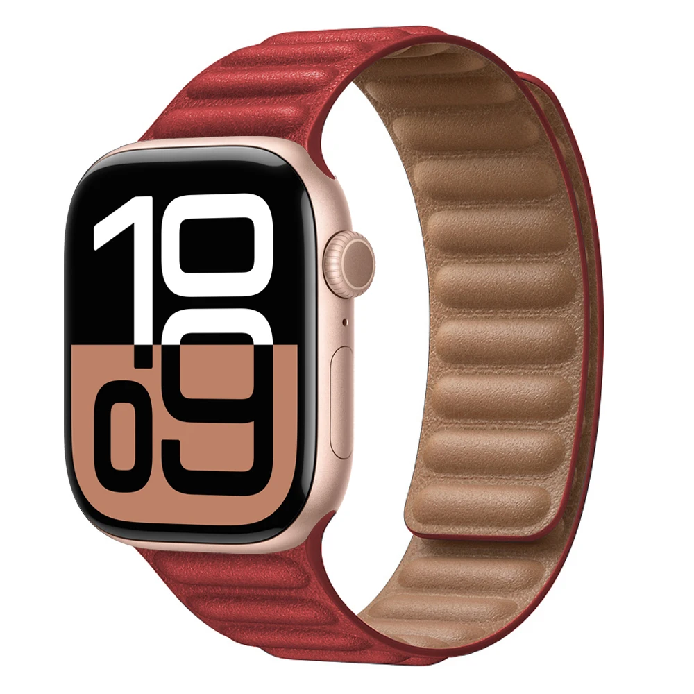 Premium Leather Magnetic Loop Watch Band Strap - Elegant Bracelet Design