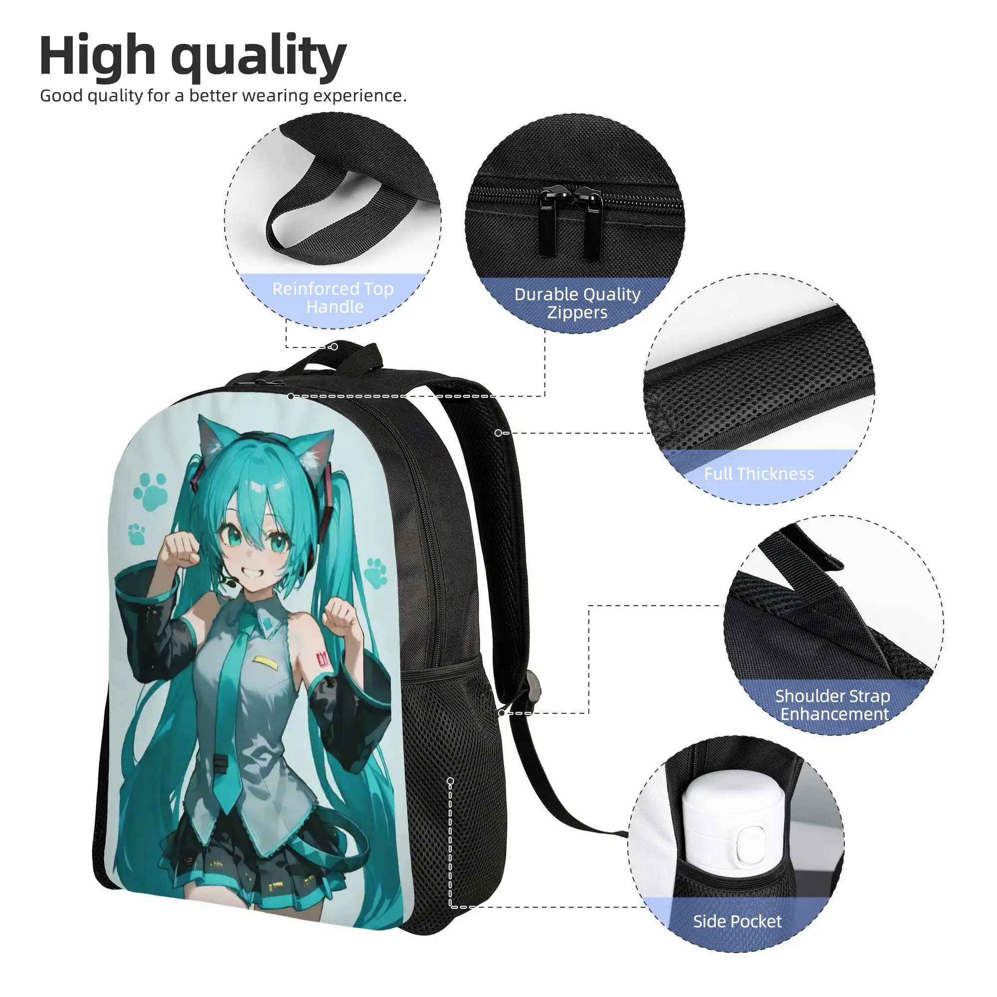 Stylish Unisex Hatsune Miku Backpack - Fashionable and Durable Daypack