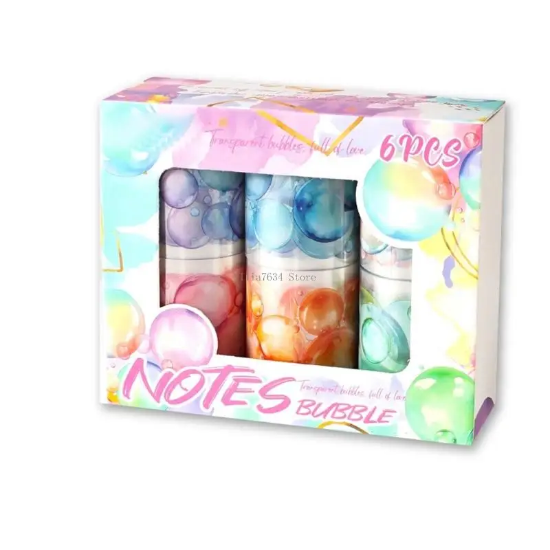 수채화 버블 패턴 저널링 및 선물 포장을위한 이동식 장식 테이프 생태 친구 DIY 미술 용품