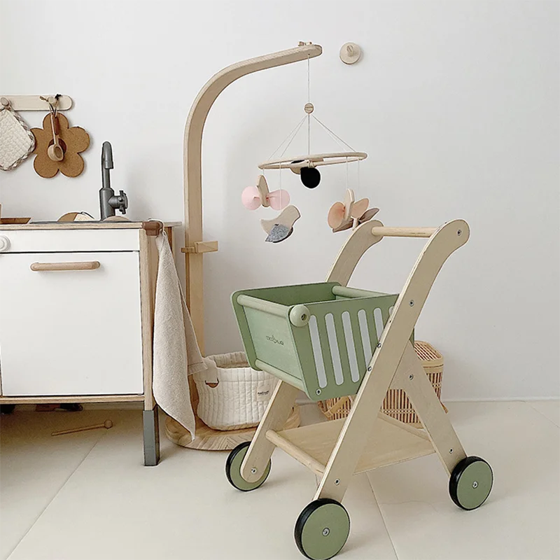 Children's Simulated Home Supermarket Snack Shopping Cart  Toddler Cart  Handcart  3-6 Year Old Baby Wooden Toys 6