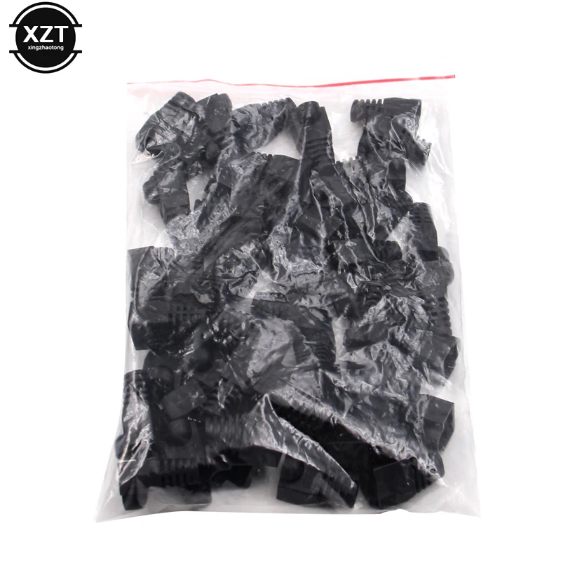 50Pcs/Lot Black Sleeve Boot Cap Plug Head For RJ45 Cat5/6 Cable Connector Modular Network Cable Case Best Selling
