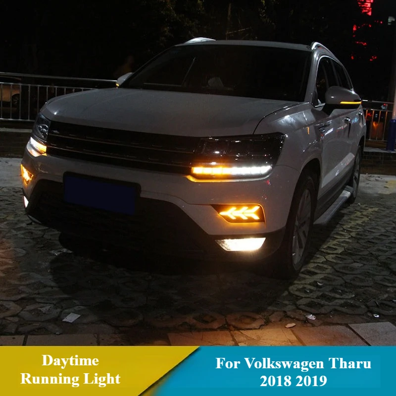 For Volkswagen Tharu 2018 2019 Car Led Daytime Running Lights Modified Streamer Steering Front Fog Light DRL Dynamic Turn Signal detail image 3