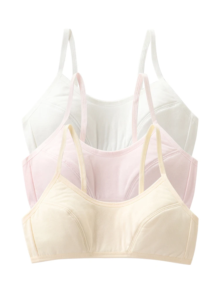 LJMOFA 8-16T Child Girls Bra Solid Color Young Girls Student No Rims Underwear Training Puberty Simple Undergarment Clothes B240