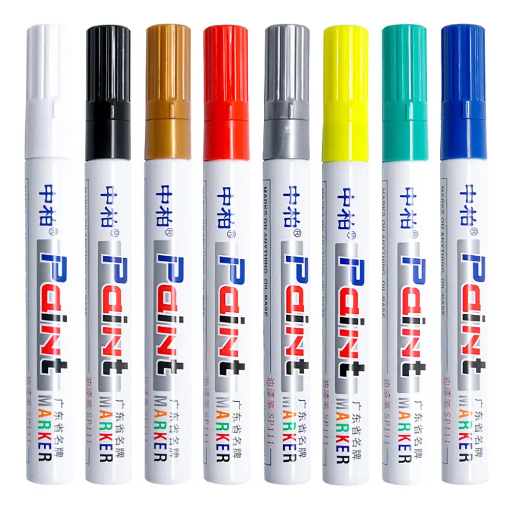 8 Colors Marker Pen Oily Painting Pen White Highlight Pens Waterproof 3mm Fine Tip School Student Drawing Art Writing Supplies