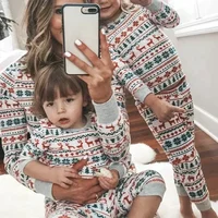 Family Christmas Matching Pajamas Set New Year's Clothes Parent-child 2 Pieces Suit Homewear Baby Romper Soft Cute Pjs Xmas Look 1
