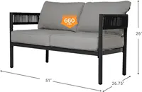 Gand Patio Outdoor Loveseat Wicker Conversation Set with Thick Cushion for Porch Garden Yard 2