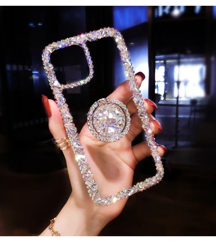 Rhinestone Phone Case Stand Cover For Xiaomi Redmi 13C 12C 13R Note 11 13 12 Pro Plus