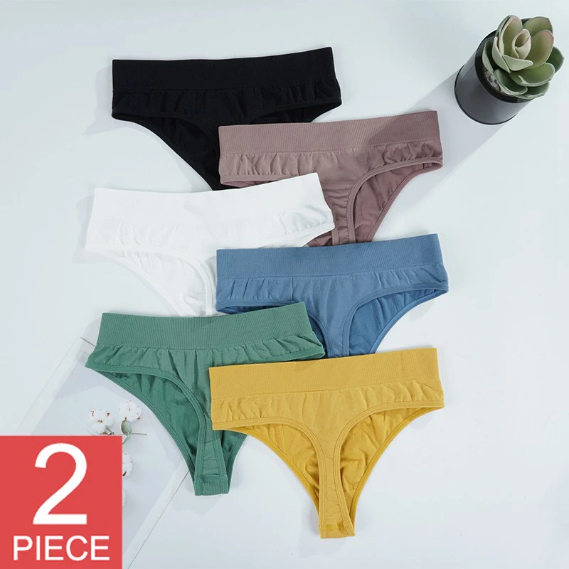Tangas sexys para mujer, ropa interior femenina de Color sólido, cómoda, con parte trasera en T, de tiro alto y lateral ancho, 1/2 para - AliExpress