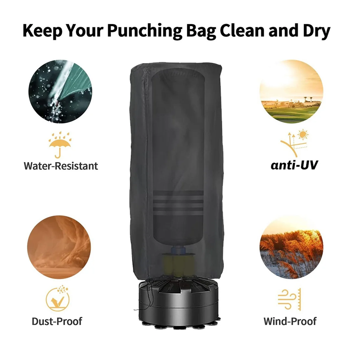 BAAU 58.2x13Inch Punching Bag Cover Outdoor Waterproof, Oxford Cloth Boxing Bag Cover Freestanding Heavy Black