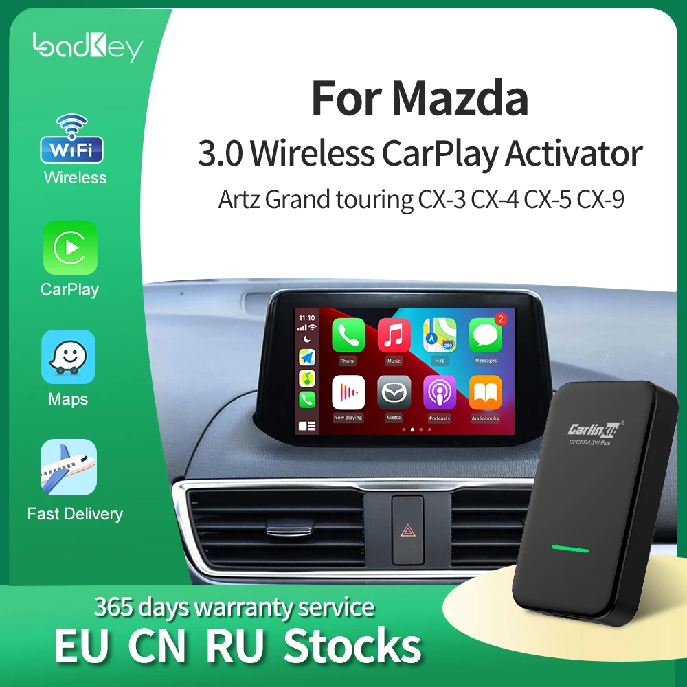 Carlinkit 3.0 Wireless for Apple Carplay Adapter On Mazda 2 3 bk 6 4 Cx5  Cx3 Cx9 Cx7 MX3 MX5 RX8 RX7 For iPhone iOS 15