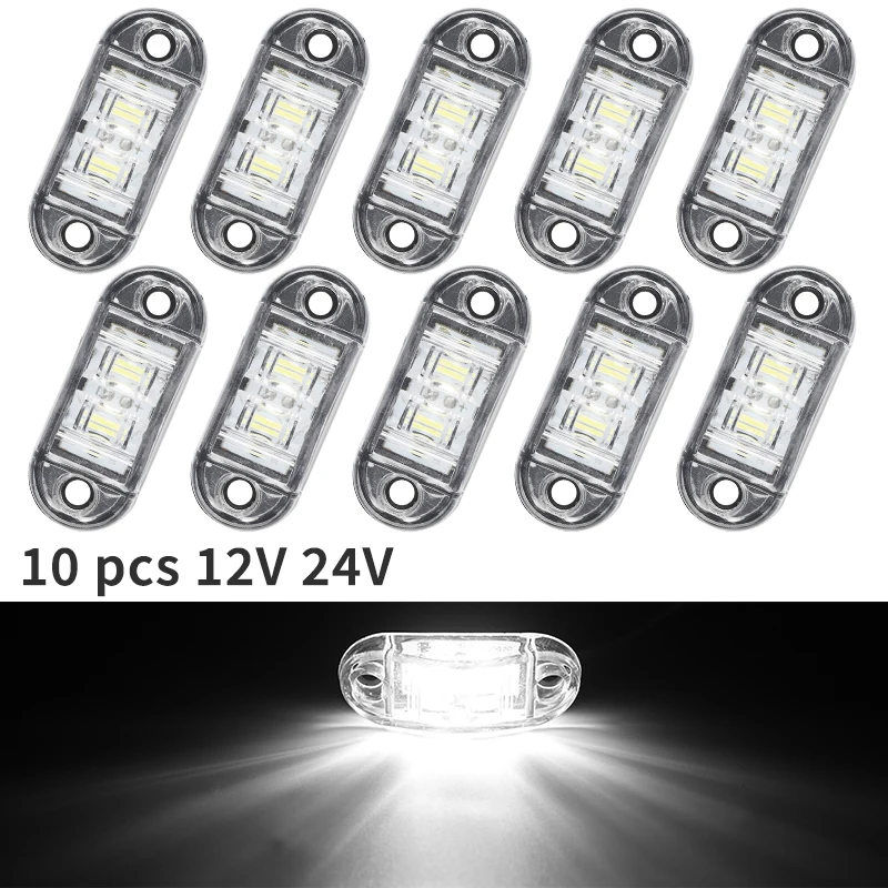 

10pcs White Clearance Lamp Car External Buld Signal Indicator Light Warning Caravan Trailer Lorry Led 24v Truck Accessories