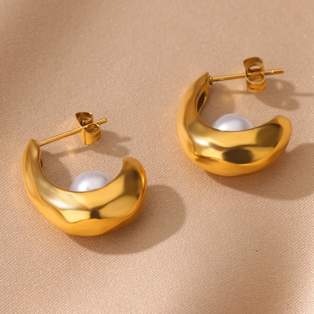 Earrings Pearl Stainless Steel