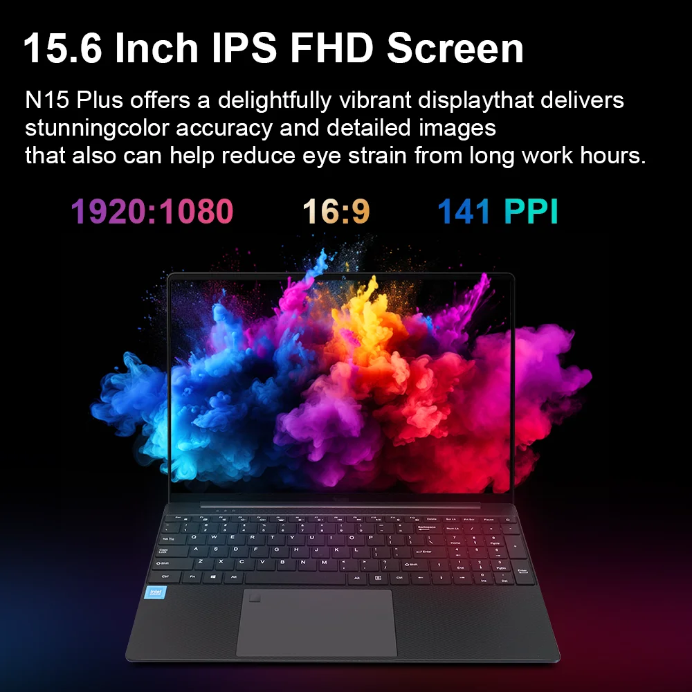 Ninkear N15 PLUS Laptop Intel 12th N100 WiFi 6 15.6-inch FHD IPS 16GB DDR4+1TB SSD Backlit Keyboard Fingerprint Reader Notebook 4