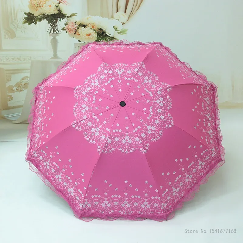 Creative Lace Umbrella for Men and Women, Folding Umbrella, 8 Bone Reinforcement, Business Travel, Portable UV Protection, 1Pc