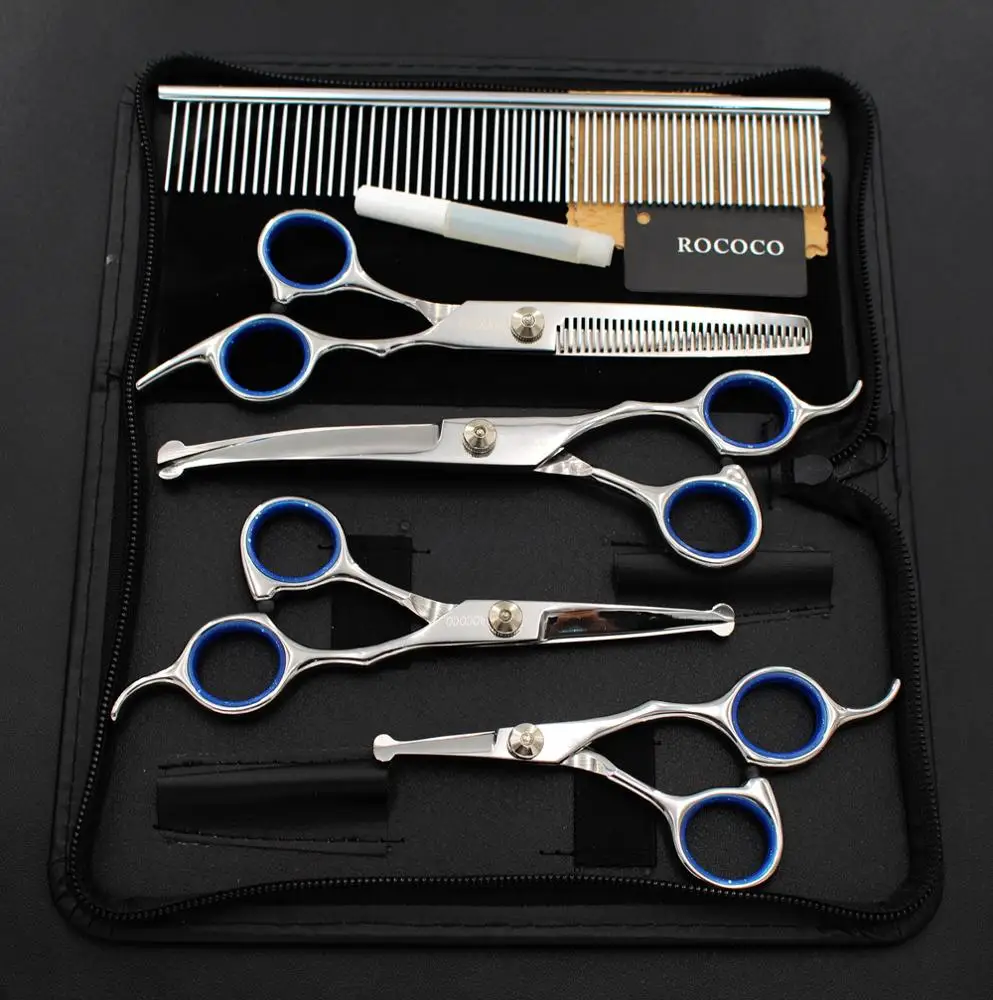 Professional Grooming Shears For Dogs Pet Hair Grooming Scissors Kit with Safety Round Tip dog grooming scissors dog grooming scissors kit