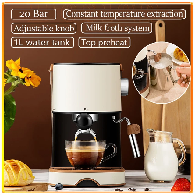 Máquina de café expreso con Espumador de leche, cafetera italiana  automática, capuchino, bomba de espuma de vapor, 20 Bar - AliExpress