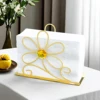 1pc metal creative napkin holder, modern minimalist flower napkin holder, dining table upright tissue holder 3