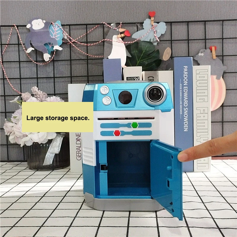 Children's electronic piggy bank, Automatic Cartoon Safe Coins Cash Saving Money Box Password Counter Code Key Lock Coin Bank AT