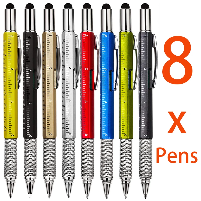 8 Pezzi 6 In 1 Multitool Tech Tool Pen Gadget Cacciavite Penna Regalo Per Uomo