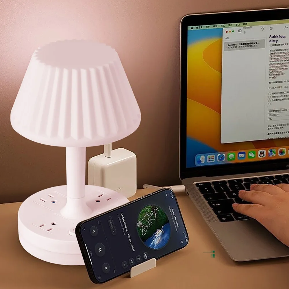 Household desk lamp socket student dormitory study eye protection bedside lamp small night light with night light charging 3