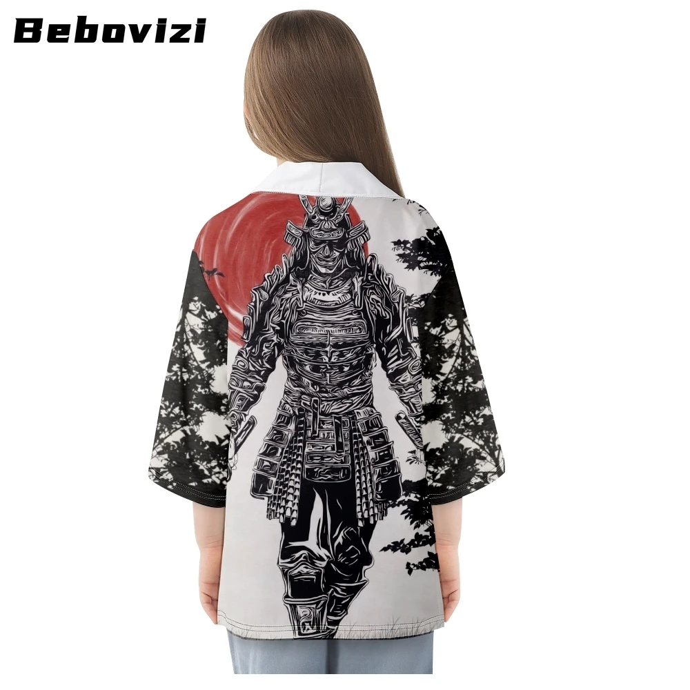 Demon Samurai Print Cardigan Haori Yukata Kimono Asian Clothing for Women Men